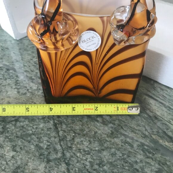 Vintage Block Crystal “Elizabeth” Handbag Vase  8"  Hand Cut & Polished  NIB - Picture 5 of 9